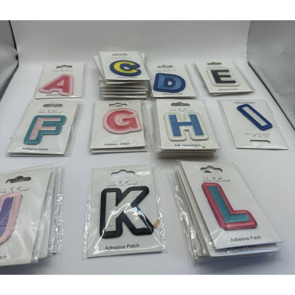 LOT OF 88 RANDOM ADHESIVE PATCHES NWT Ink And Barrel All letters except B - Picture 2 of 9